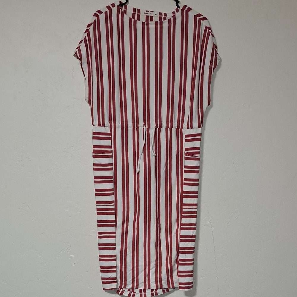 Marine Layer Red and White Striped Midi Dress